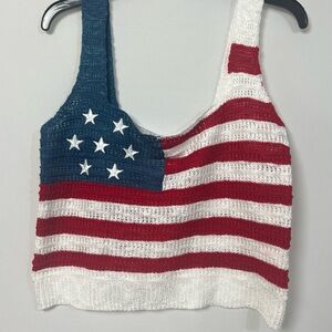 So Me American Flag Knit Tank Top Patriotic USA Sweater Vest NWT